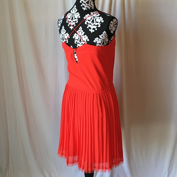 Vintage 2005 Victoria's Secret Red Satin Rhinestone Embellished Dress - Picture 8 of 15